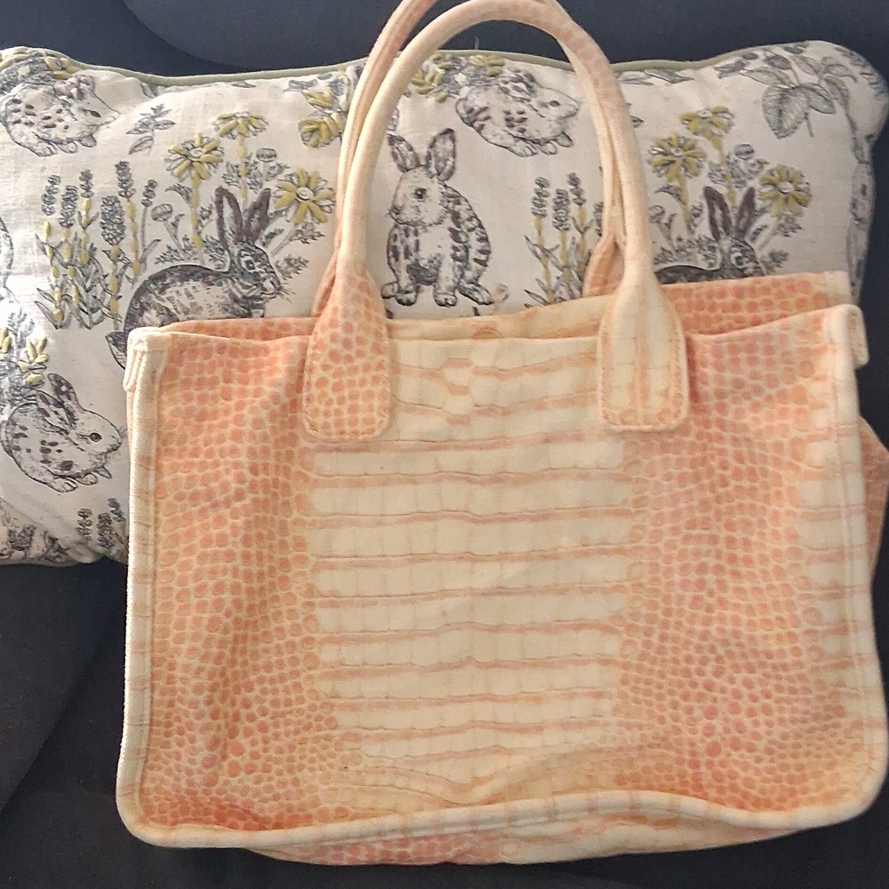 Vince Camuto Cream and Peach Tote Bag